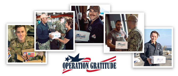 Soldiers receive operation gratitude packages. 