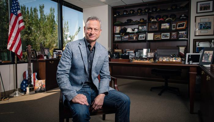 Gary Sinise in the Office of the Gary Sinise Foundation