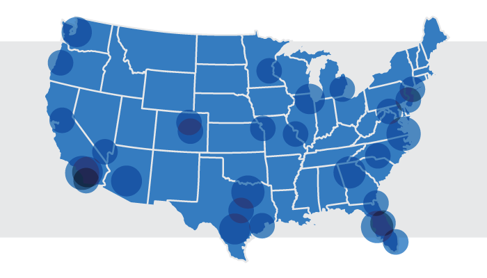 Top 30 cities for VA loan usage.