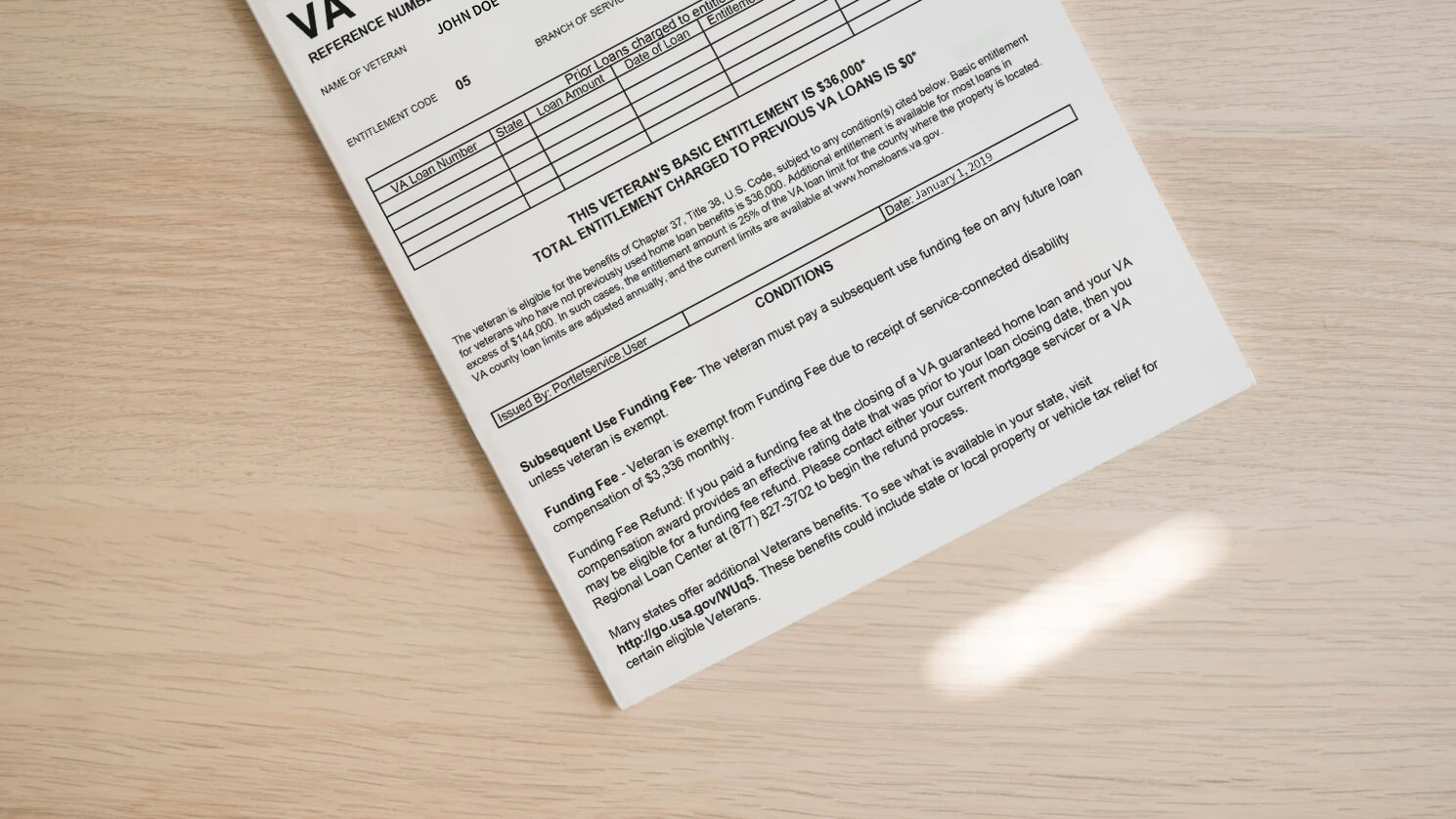 Certificate of Eligibility (COE) on desk.