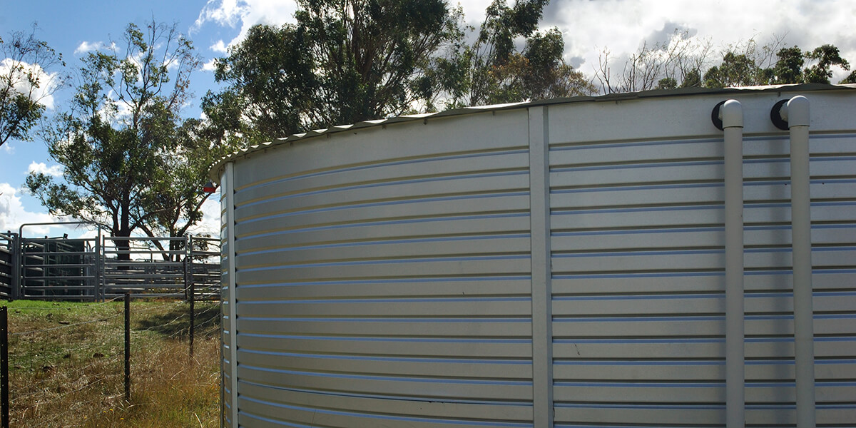 Close up of a rainwater catchment system.