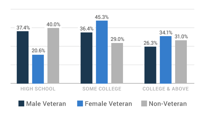 Education level of veterans chart"