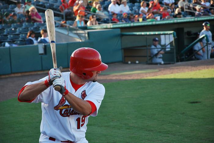 Cardinals baseball player up to bat