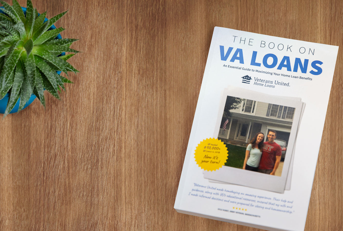 The Book on VA Loans sitting on a desktop
