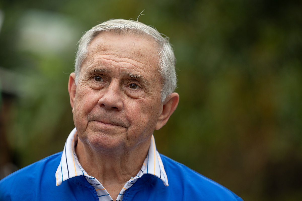 Robert "Bob" Saunders Jr. looking into the distance outdoors in Vietnam.
